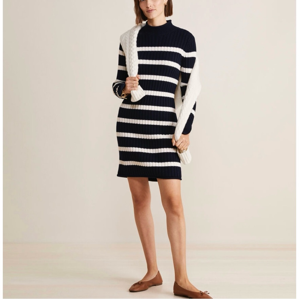 Vineyard Vines- $228Rolled Neck Striped Navy and White Women's Sweater Dress, M